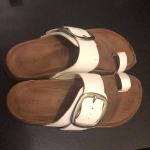 White bamboo sandals